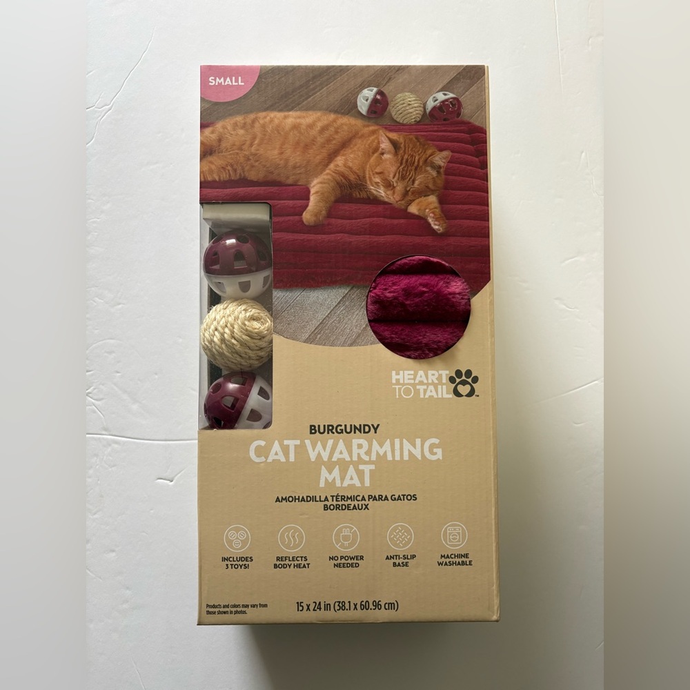 Cat Warming Mat - Burgundy New